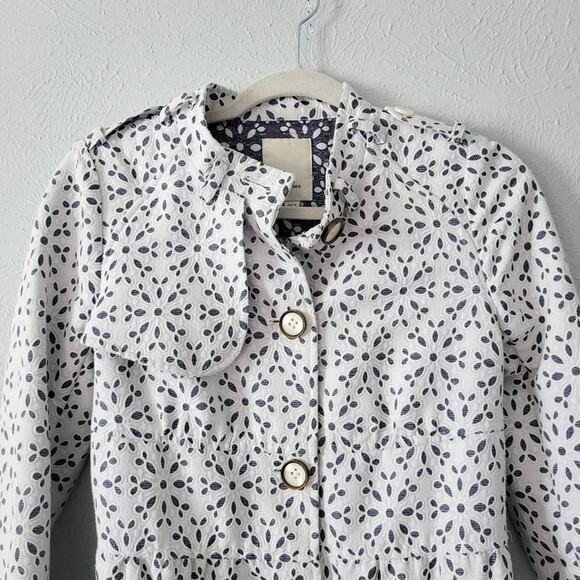 Anthropologie Eyelet Print Peplum Trench Coat - Picture 3 of 7